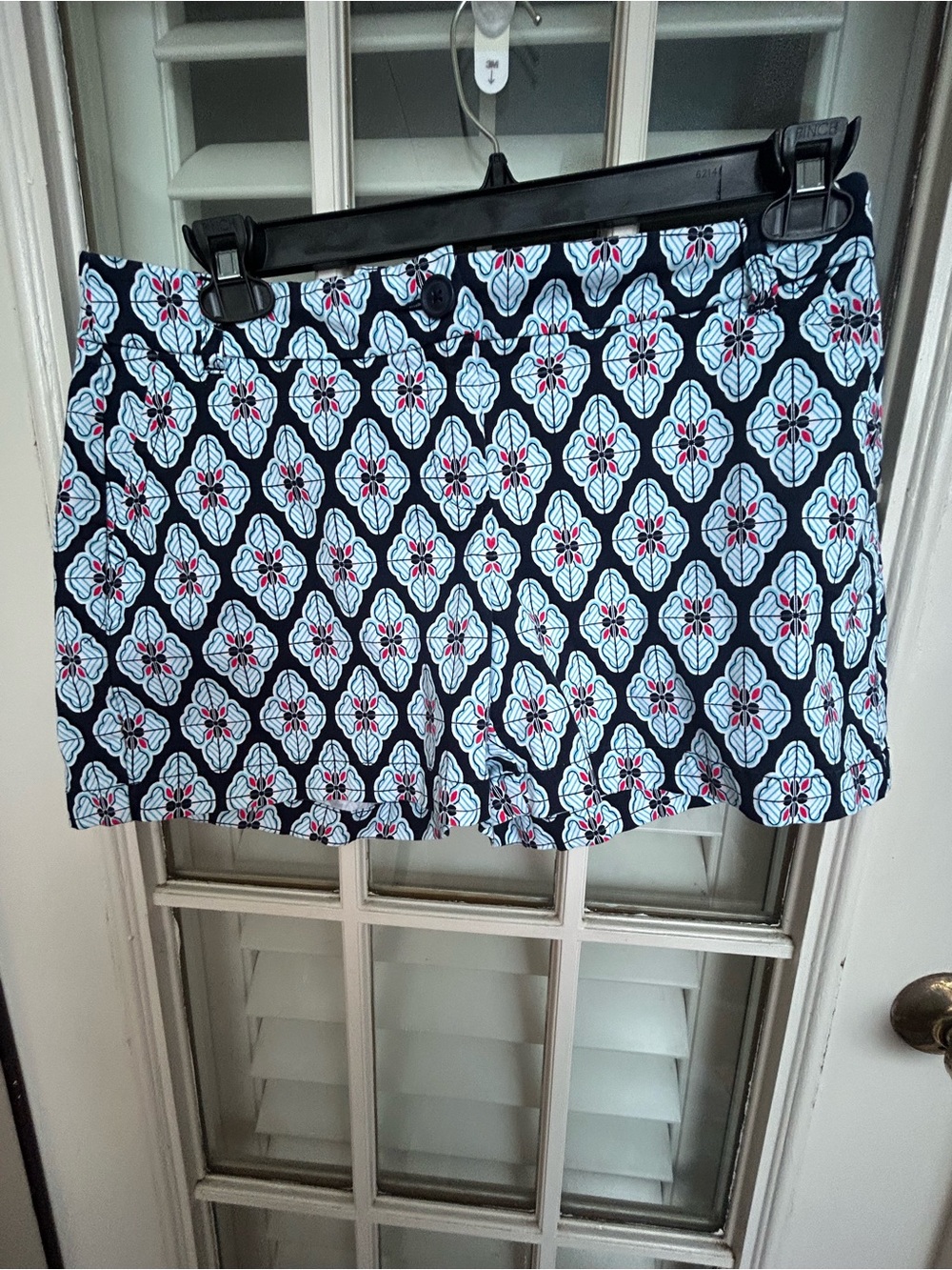 crown & ivy Navy, White and Pink Patterned Shorts
